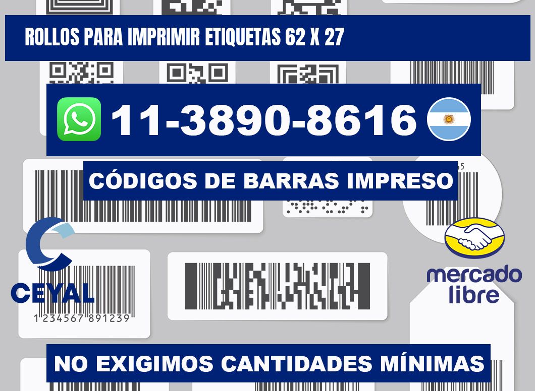 rollos para imprimir etiquetas 62 x 27