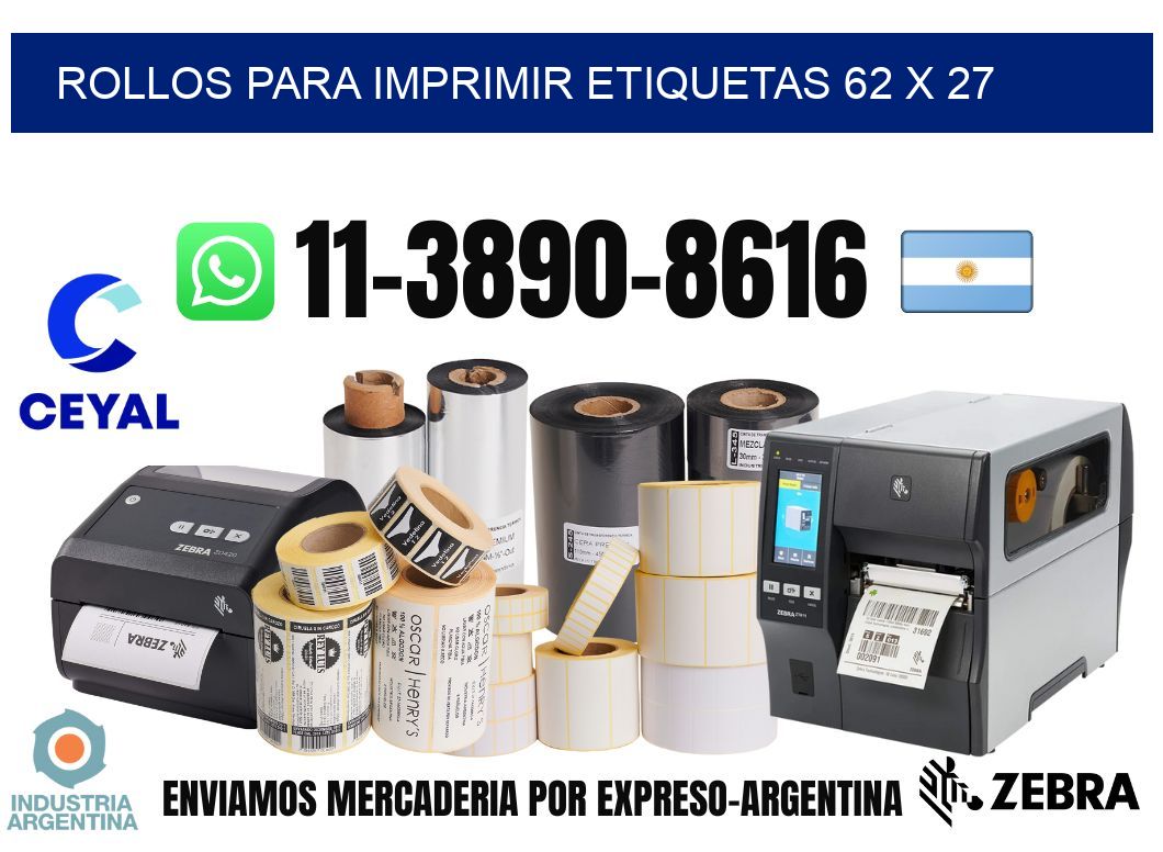 rollos para imprimir etiquetas 62 x 27