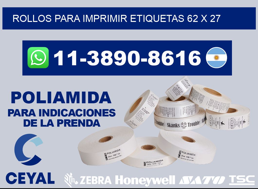 rollos para imprimir etiquetas 62 x 27