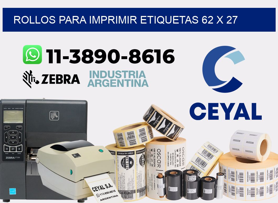 rollos para imprimir etiquetas 62 x 27