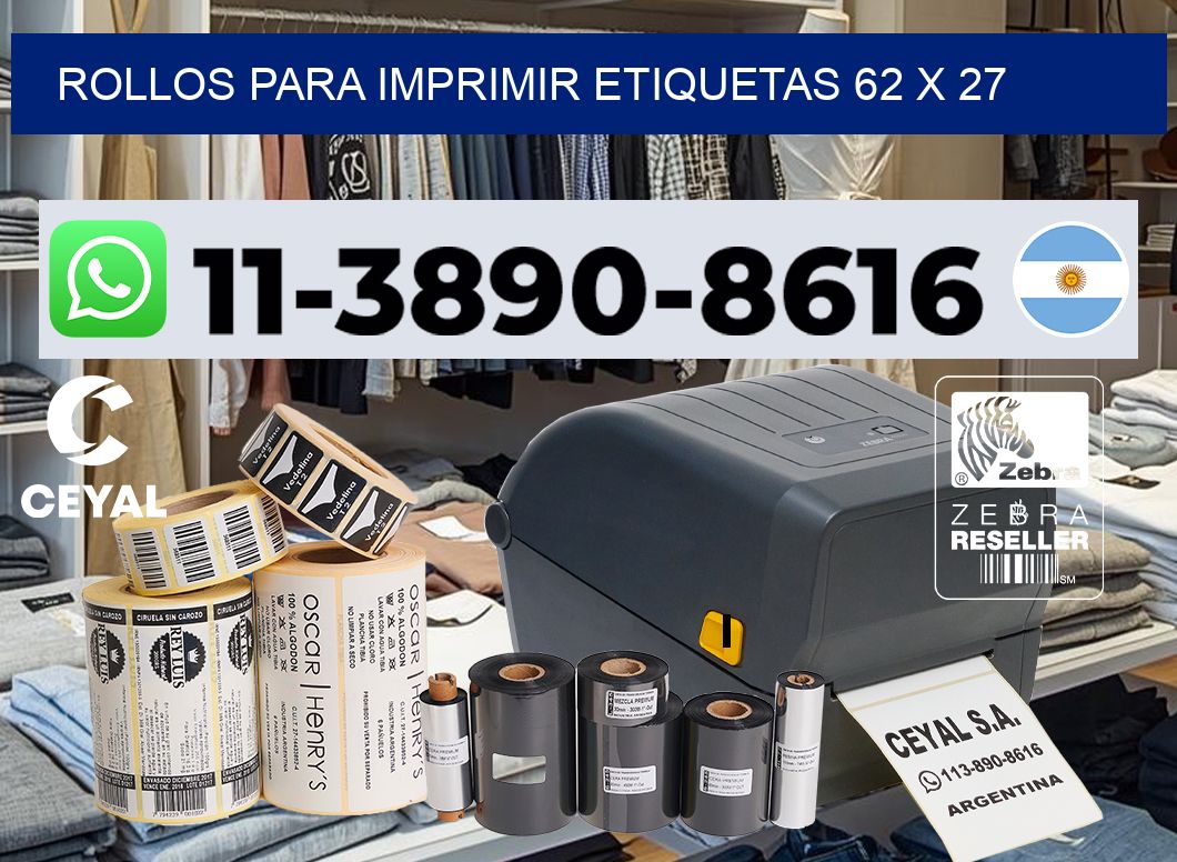 rollos para imprimir etiquetas 62 x 27