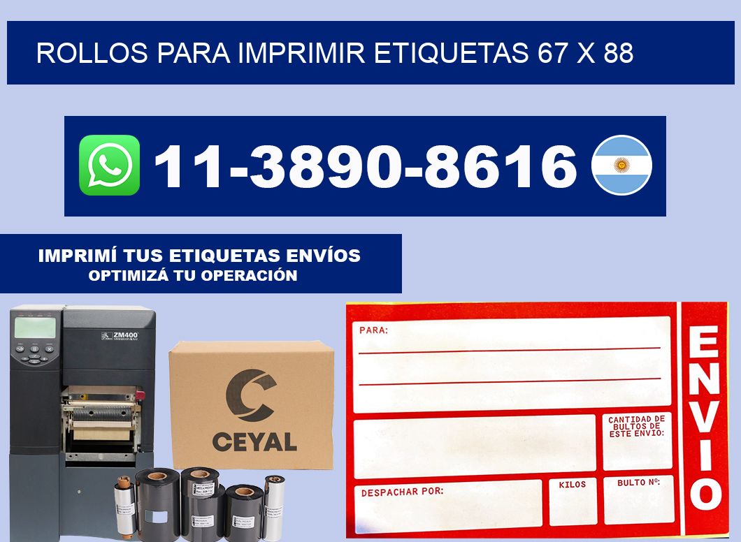 rollos para imprimir etiquetas 67 x 88