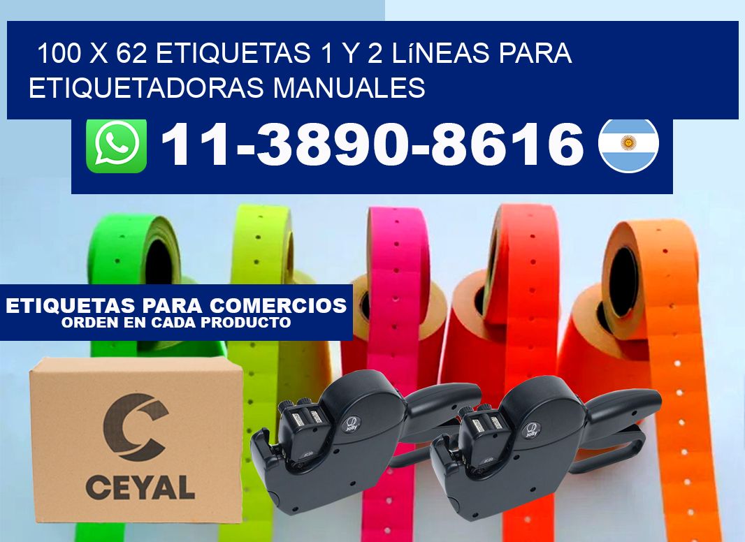 100 x 62 Etiquetas 1 y 2 líneas para etiquetadoras manuales
