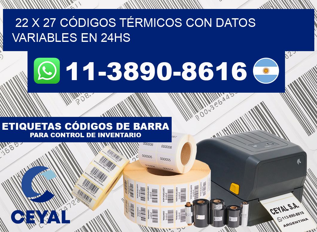 22 x 27 CÓDIGOS TÉRMICOS CON DATOS VARIABLES EN 24HS