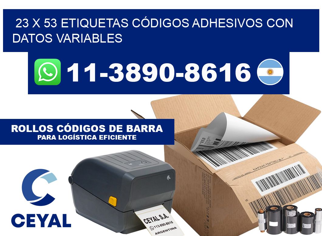 23 x 53 ETIQUETAS CÓDIGOS ADHESIVOS CON DATOS VARIABLES