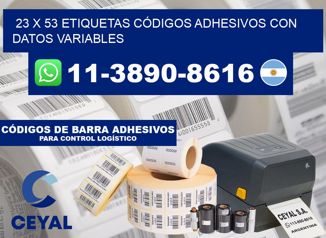 23 x 53 ETIQUETAS CÓDIGOS ADHESIVOS CON DATOS VARIABLES