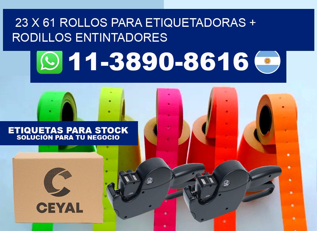 23 x 61 rollos para etiquetadoras + rodillos entintadores