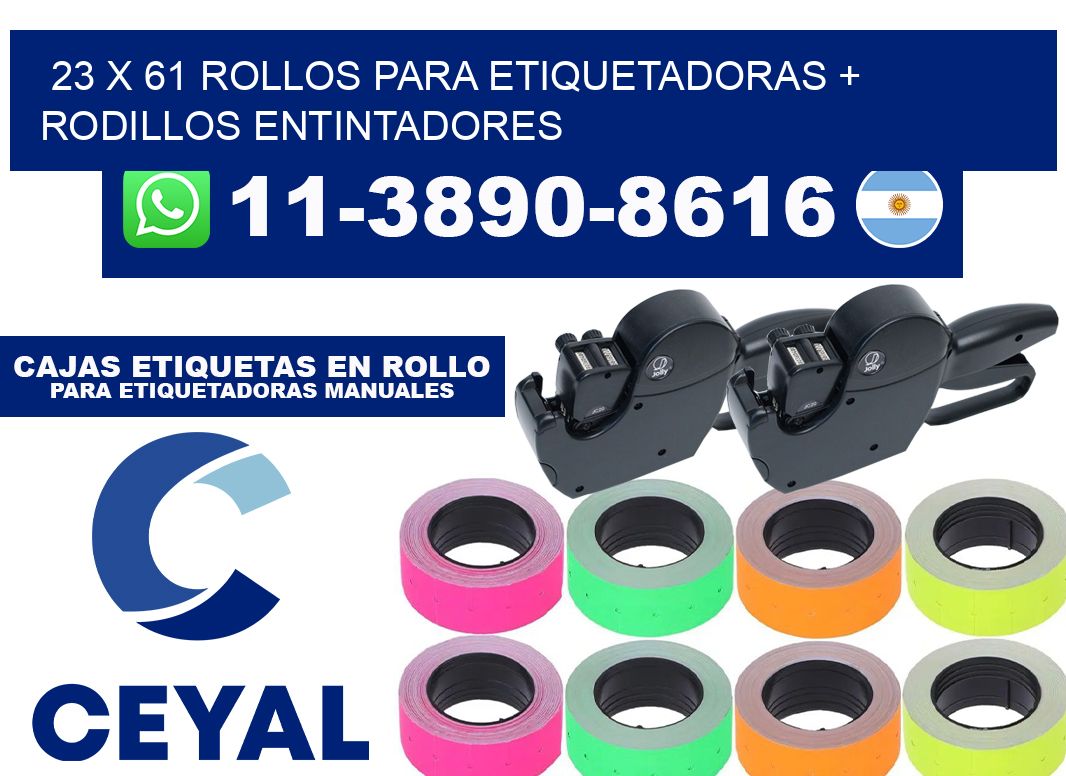 23 x 61 rollos para etiquetadoras + rodillos entintadores