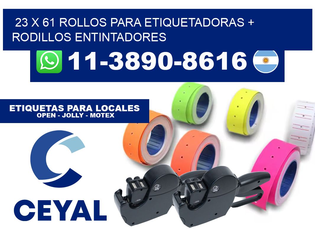 23 x 61 rollos para etiquetadoras + rodillos entintadores