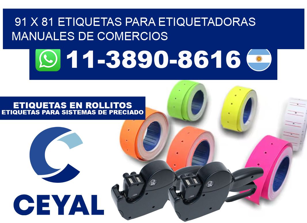 91 x 81 etiquetas para etiquetadoras manuales de comercios