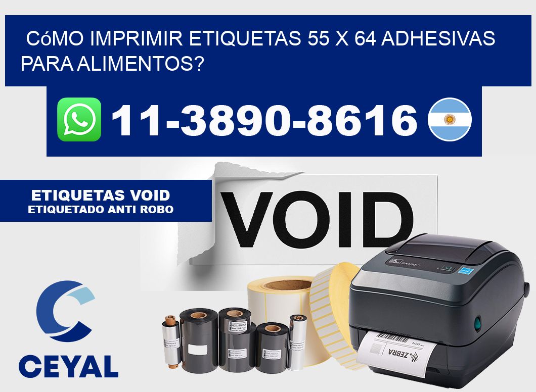 Cómo imprimir etiquetas 55 x 64 adhesivas para alimentos?