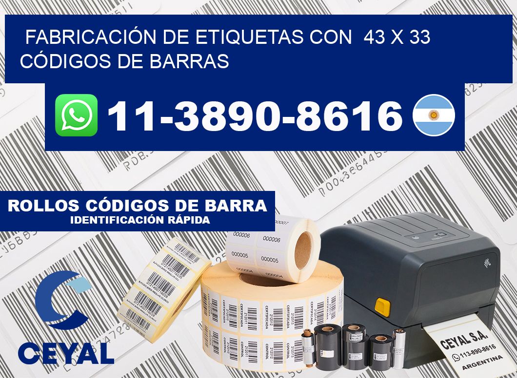 FABRICACIÓN DE ETIQUETAS CON  43 x 33 CÓDIGOS DE BARRAS