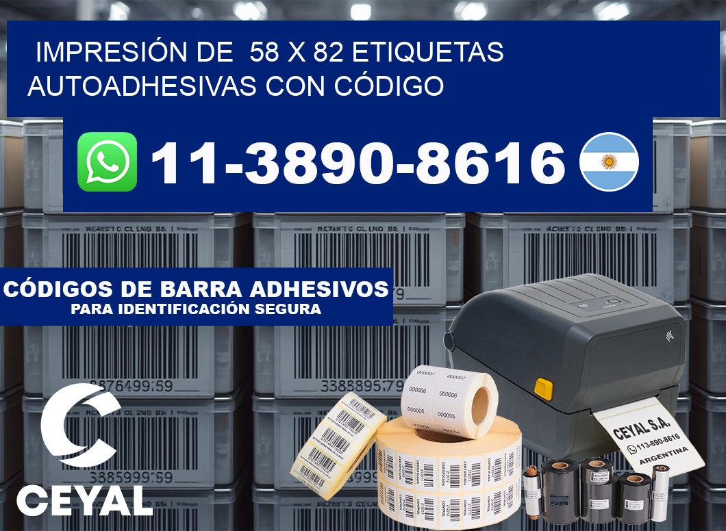 IMPRESIÓN DE  58 x 82 ETIQUETAS AUTOADHESIVAS CON CÓDIGO