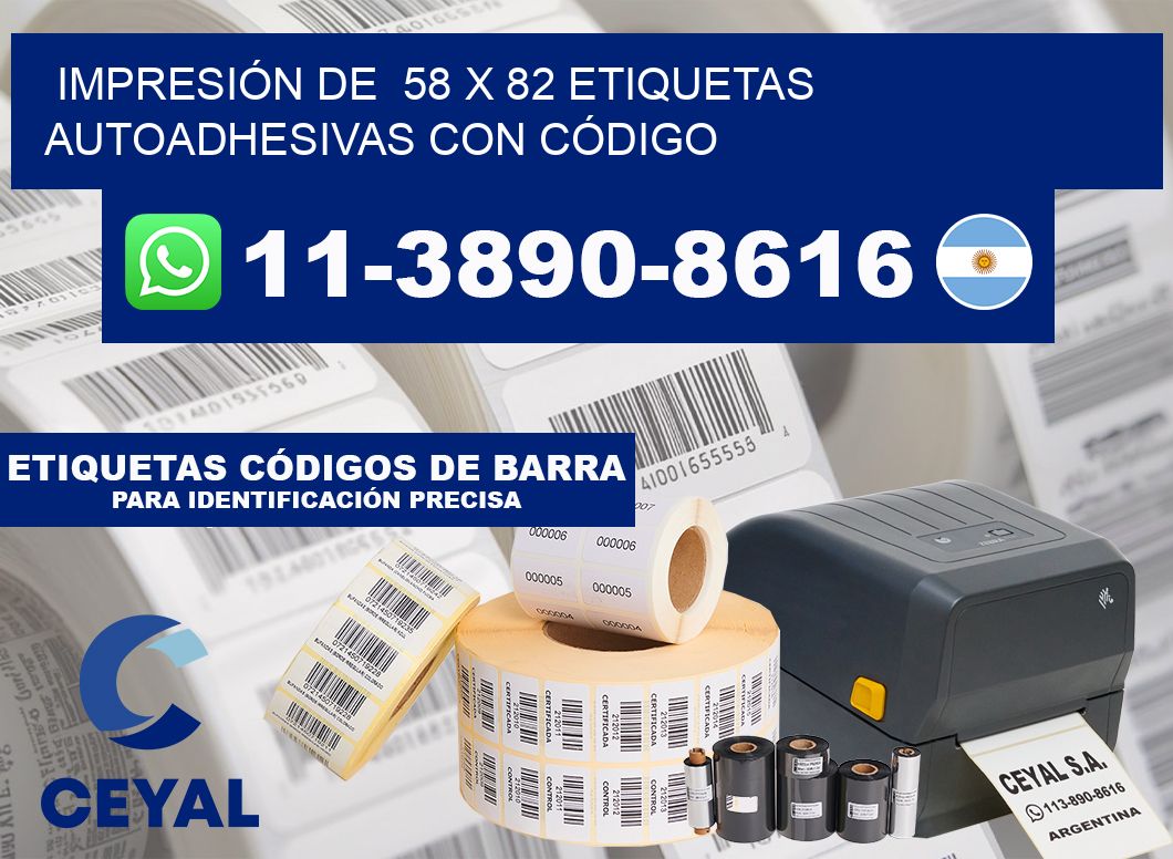 IMPRESIÓN DE  58 x 82 ETIQUETAS AUTOADHESIVAS CON CÓDIGO