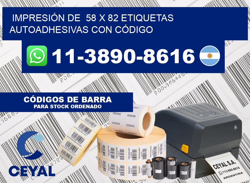 IMPRESIÓN DE  58 x 82 ETIQUETAS AUTOADHESIVAS CON CÓDIGO