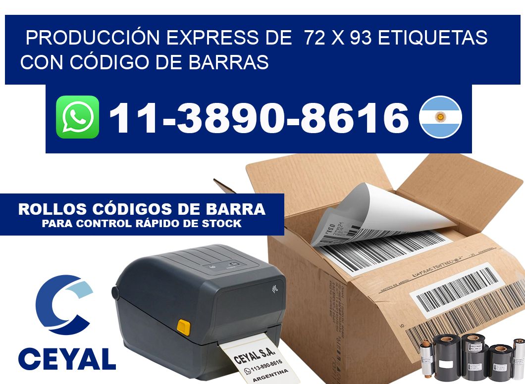 PRODUCCIÓN EXPRESS DE  72 x 93 ETIQUETAS CON CÓDIGO DE BARRAS