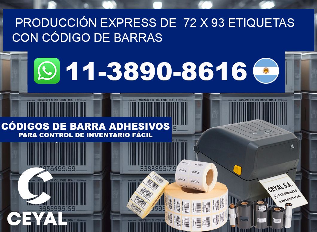 PRODUCCIÓN EXPRESS DE  72 x 93 ETIQUETAS CON CÓDIGO DE BARRAS