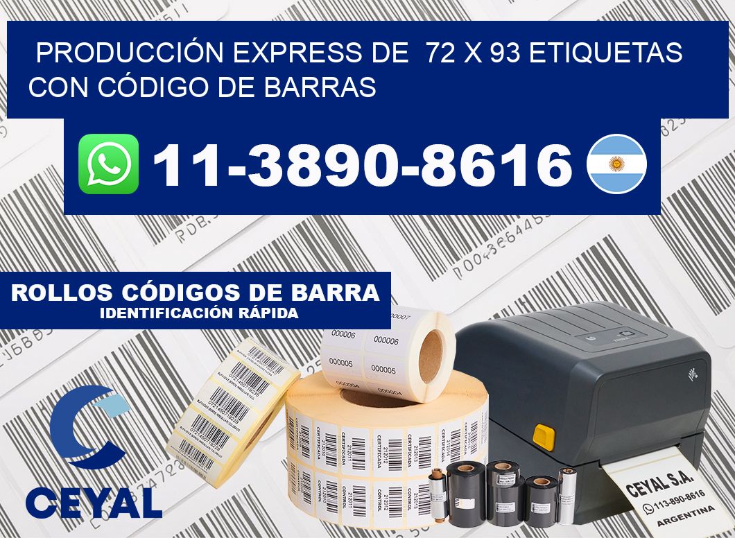 PRODUCCIÓN EXPRESS DE  72 x 93 ETIQUETAS CON CÓDIGO DE BARRAS