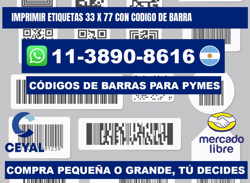 imprimir etiquetas 33 x 77 con codigo de barra