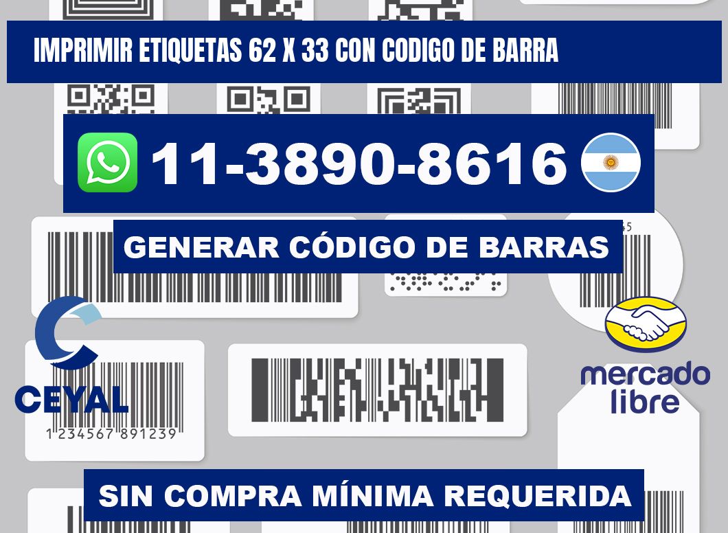 imprimir etiquetas 62 x 33 con codigo de barra
