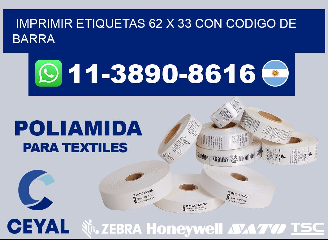 imprimir etiquetas 62 x 33 con codigo de barra