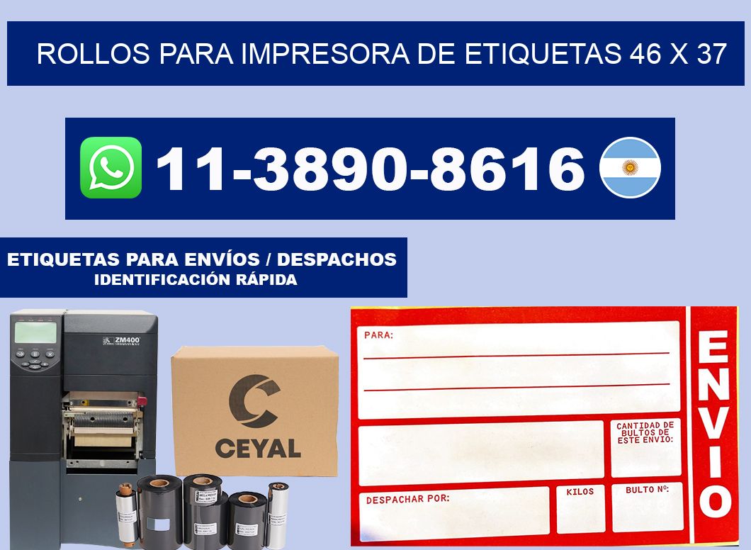 rollos para impresora de etiquetas 46 x 37