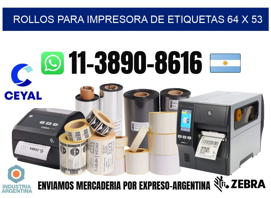 rollos para impresora de etiquetas 64 x 53