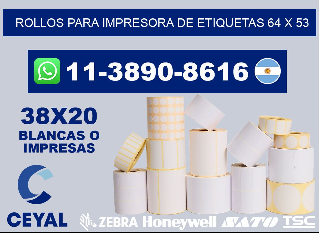 rollos para impresora de etiquetas 64 x 53
