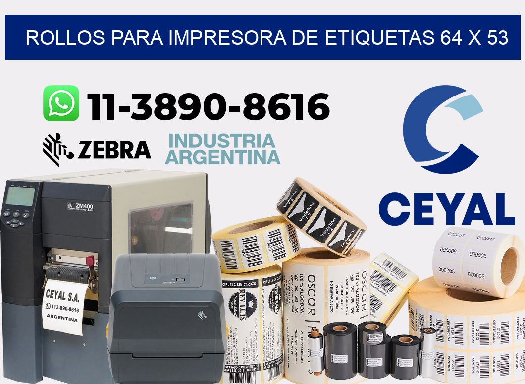 rollos para impresora de etiquetas 64 x 53