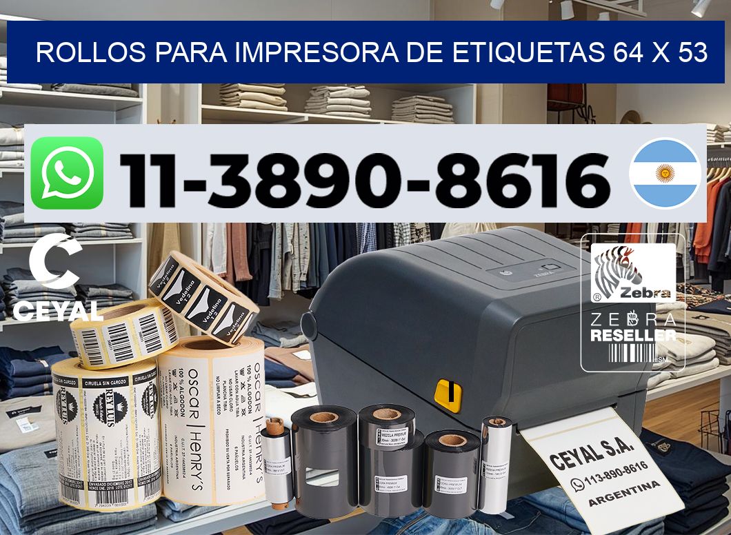 rollos para impresora de etiquetas 64 x 53