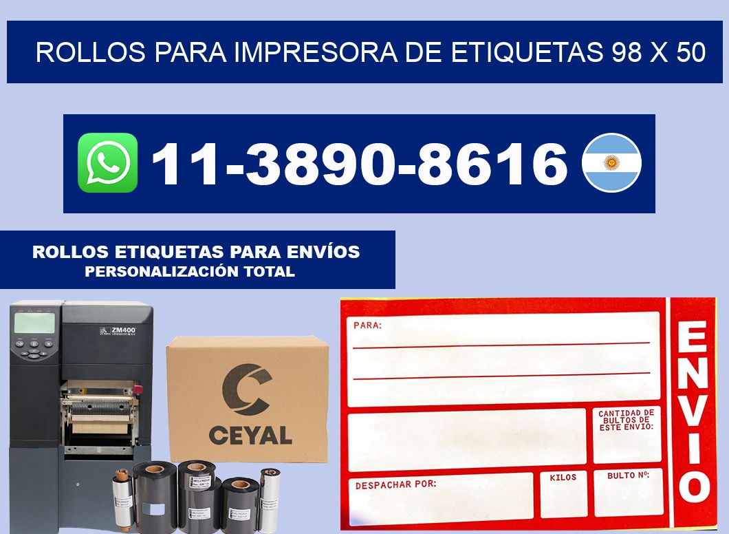 rollos para impresora de etiquetas 98 x 50
