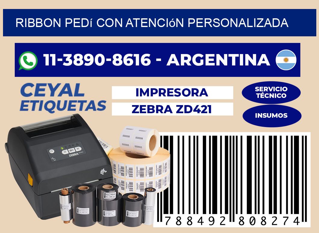 ribbon Pedí con atención personalizada