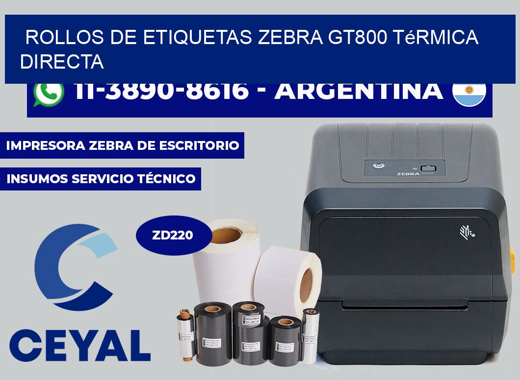 rollos de etiquetas zebra gt800 térmica directa