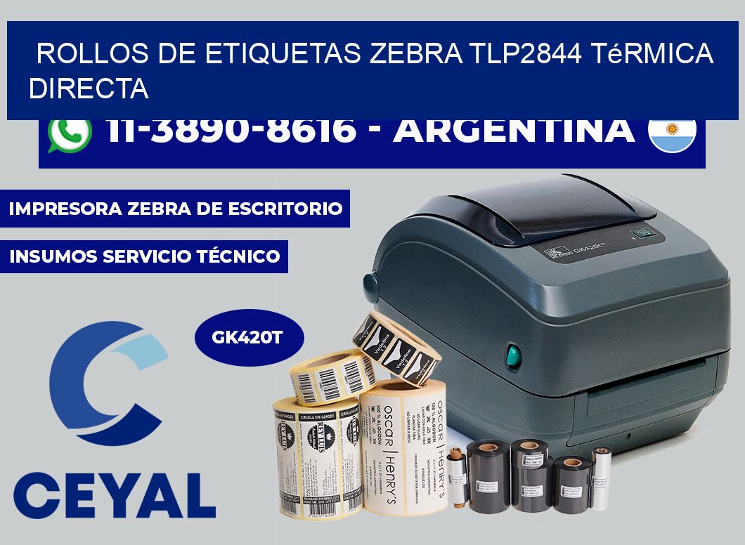 rollos de etiquetas zebra tlp2844 térmica directa