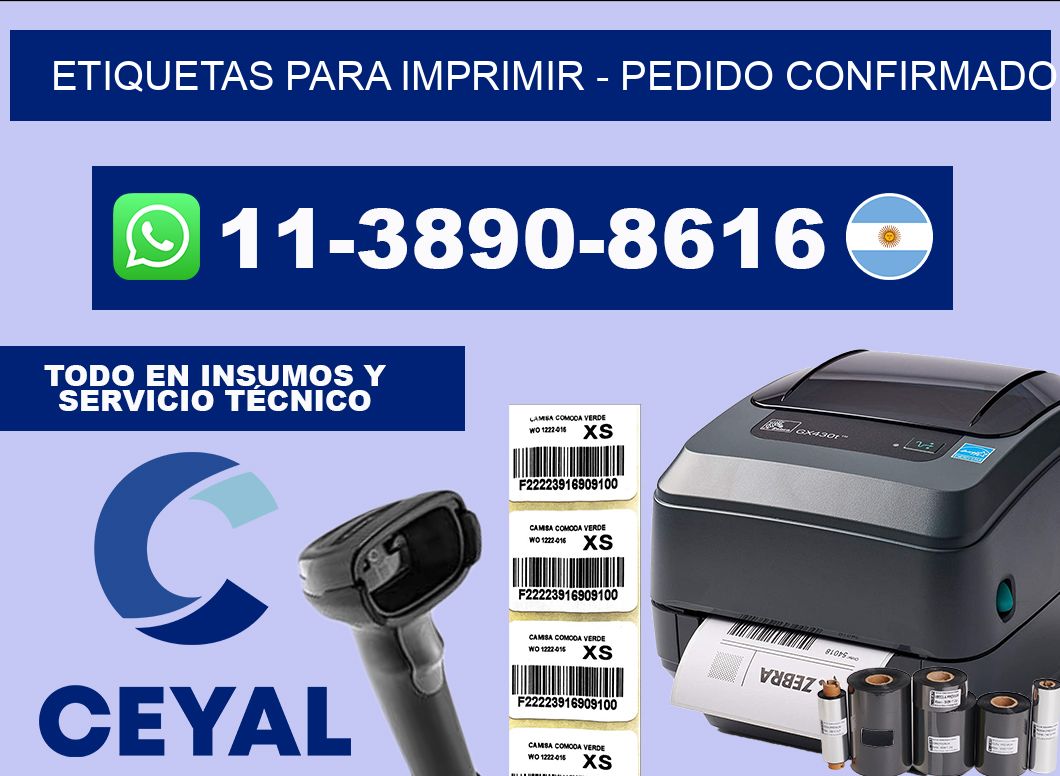 ETIQUETAS PARA IMPRIMIR - Pedido confirmado