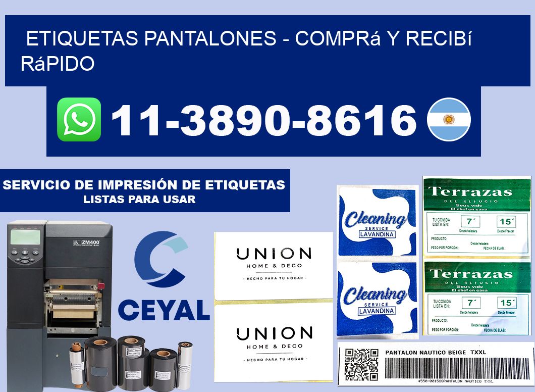 Etiquetas Pantalones - Comprá y recibí rápido