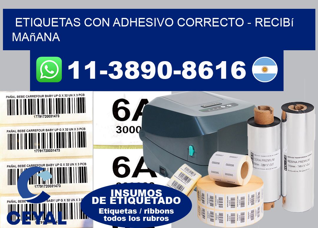 ETIQUETAS CON ADHESIVO CORRECTO - recibí mañana