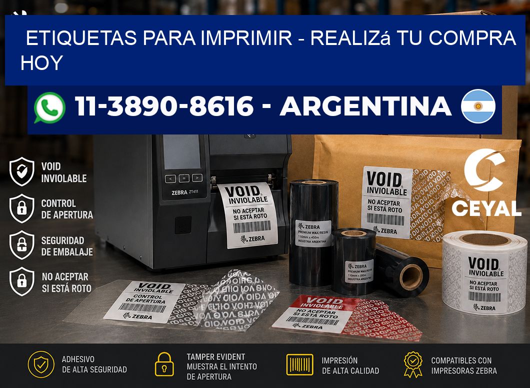 ETIQUETAS PARA IMPRIMIR - Realizá tu compra hoy