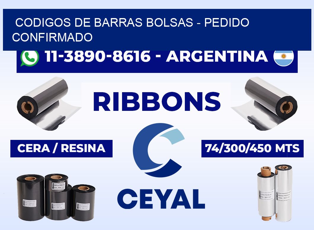 codigos de barras bolsas - Pedido confirmado
